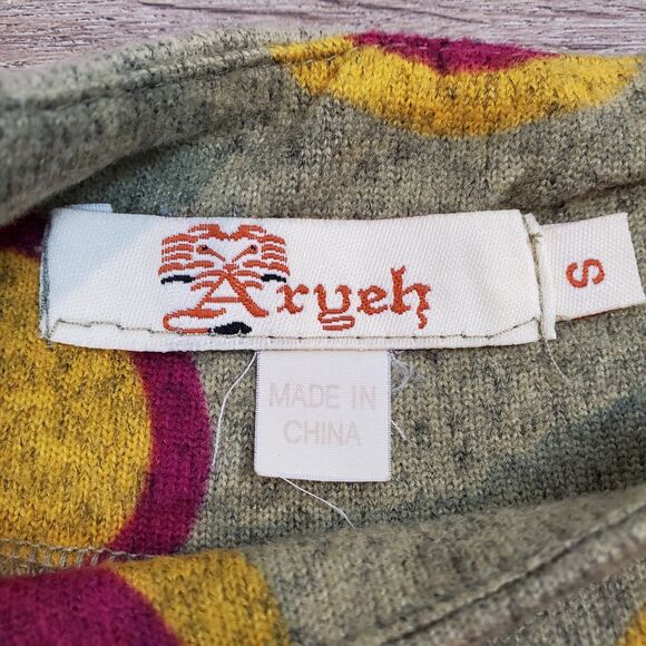 Aryeh Longsleeve Tunic Top Tie Back S Polka Dot Artsy Art to Wear Boho Retro - Picture 9 of 11